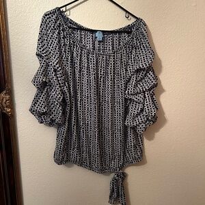 Blue and white CeCe Blouse XL